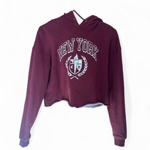 New York Burgundy Hoodie Sweater